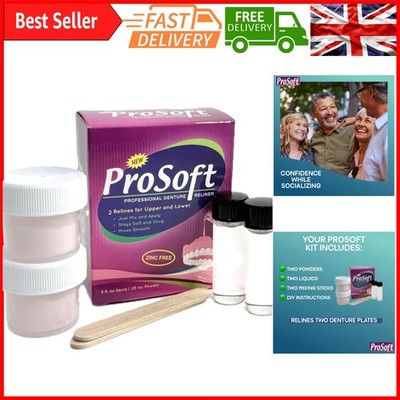ProSoft Zahnersatz Reline Kit - 2 weiche, individuelle 3-D, wasserabweisende, flexible De...