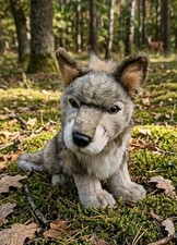 Hansa Soft Realistic Wolf Cub Gray Sitting Plush Portraits Of Nature
