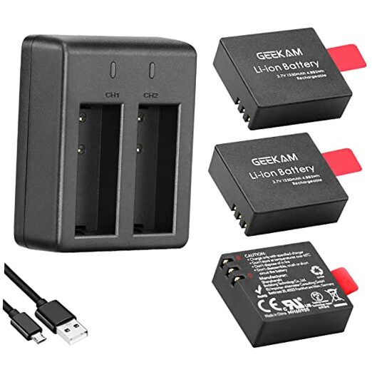 Action Camera Battery Pack, 1350mAh Rechargeable Battery(3-Pack) with USB Dual-image