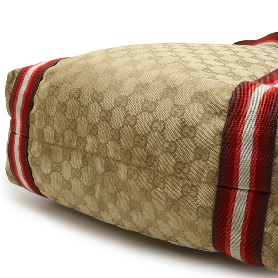 GUCCI GG Canvas Sherry Line Tote Bag Large Beige Red Used Bag thumbnail 7