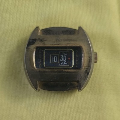 Vintage American Digital Manual Wind Swiss Made Jump Hour  Watch