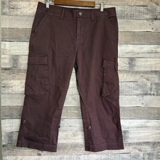 GRAMICCI Roll Tab Cargo Capri Women's Pants Mid Rise Plum Size 10 Y2K