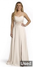 David's Bridal Chiffon Illusion Lace Bodice A-Line Wedding Dress, 20W, SoftWhite