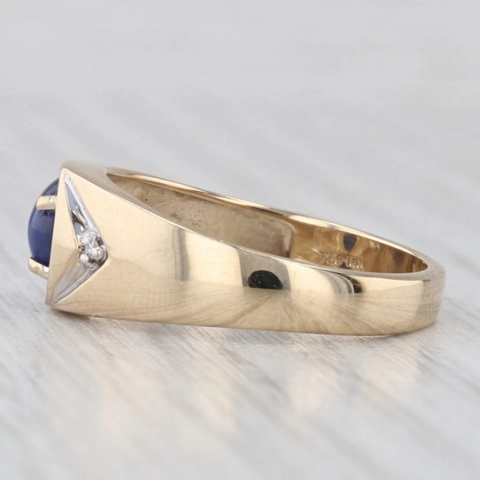 Anillo de diamantes con zafiro estrella creado en laboratorio de oro amarillo de 10 k talla 10,25 Foto 4 de 4