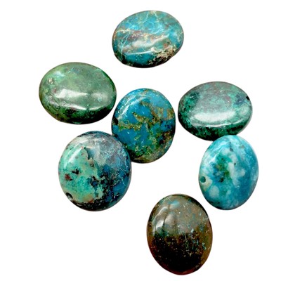 Seven Beads of Natural Chrysocolla 12x5mm Coin Semi Precious Stone Beads| 7 Bds|