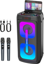 Karaoke Machine for Adults, Portable Bluetooth Speaker with 2 Wireless Microphon