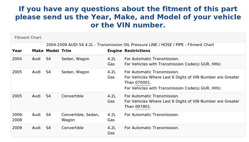 AUDI S4 2004-2009 4,2 L - Transmisión aceite presión línea/manguera/tubo Foto 4 de 4