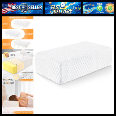TOPPURE Cube Memory Foam Pillow for Side Sleepers (24''x12''x6'' Extra Thick Pillow