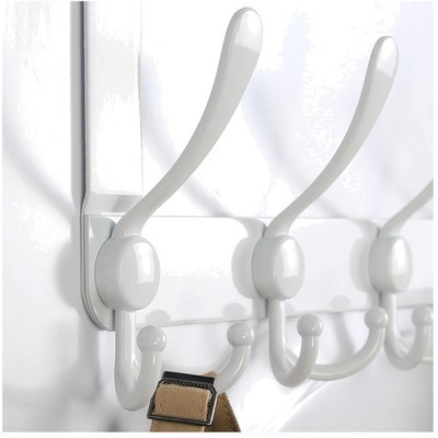 Over Door Hook Organizer - 5 Tri Hooks, White (2 Pk)