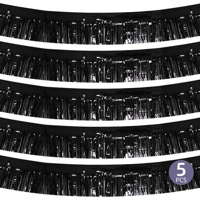 5 Pack 10 Feet Black Fringe Garland Foil 11.81in x 9.84ft,