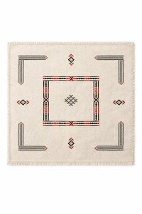 Vintage Moroccan Berber Woven Textile Table Cover 29x27 Geometric Tribal Cotton