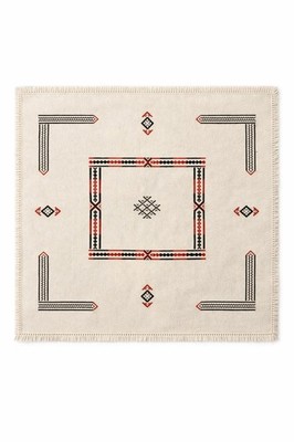 Vintage Moroccan Berber Woven Textile Table Cover 29x27 Geometric Tribal Cotton