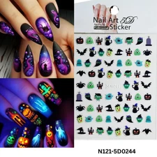 Cute 5D Halloween Nail Stickers – Spooky Nail Art Decals for Party & DIY