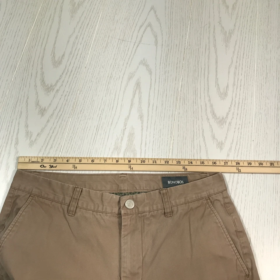 Лот из 2 Bonobos Chino брюки мужчин 33 x 30 Slim Fit 100% хлопок опрятный средний подъем - Изображение 4 из 4