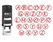 COLOP Mini Stamper - Custom Alphabet Stamp in Red Ink, Round Rubber Self Inki...