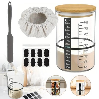 Sauerteig Starter Set 900ml Sauerteig Glas mit Deckel Sourdough Starter Kit