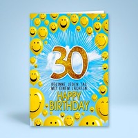 30. Geburtstag Geburtstagskarte GlüCkwunschkarte Smiley Geburtstag Birthday