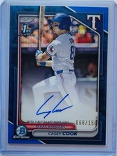 2024 Bowman Draft Chrome Prospect Autographs Casey Cook Blue Wave Refractor /150