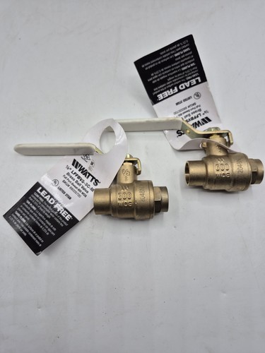 (QTY 2) Watts 1/2 in. Brass Sweat x Sweat Full Port Solder Ball Valves 