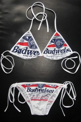 Vintage Y2K Budweiser Beer Print String Bikini Hot Beach Summer All Size XS-5XL