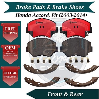 Brembo OEM Front Pads & Rear Shoes For 2003-2007 Honda Accord Fit 10 Yr Warranty