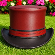 Leather Top Hat  Steampunk Victorian Gothic  Handmade Costume Hat Unisex