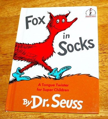 Dr. Seuss Beginner Books FOX IN SOCKS A Tongue Twister for Super Children - Guc