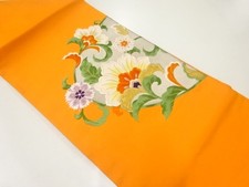 7482770: JAPANESE KIMONO JAPANESE NAGOYA OBI / WOVEN CHINESE FLOWER
