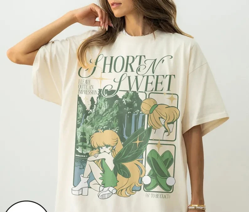 Tinkerbell@ファッション好き Vintage Tinker Bell Short N Sweet Shirt, Fairy Tee, Retro