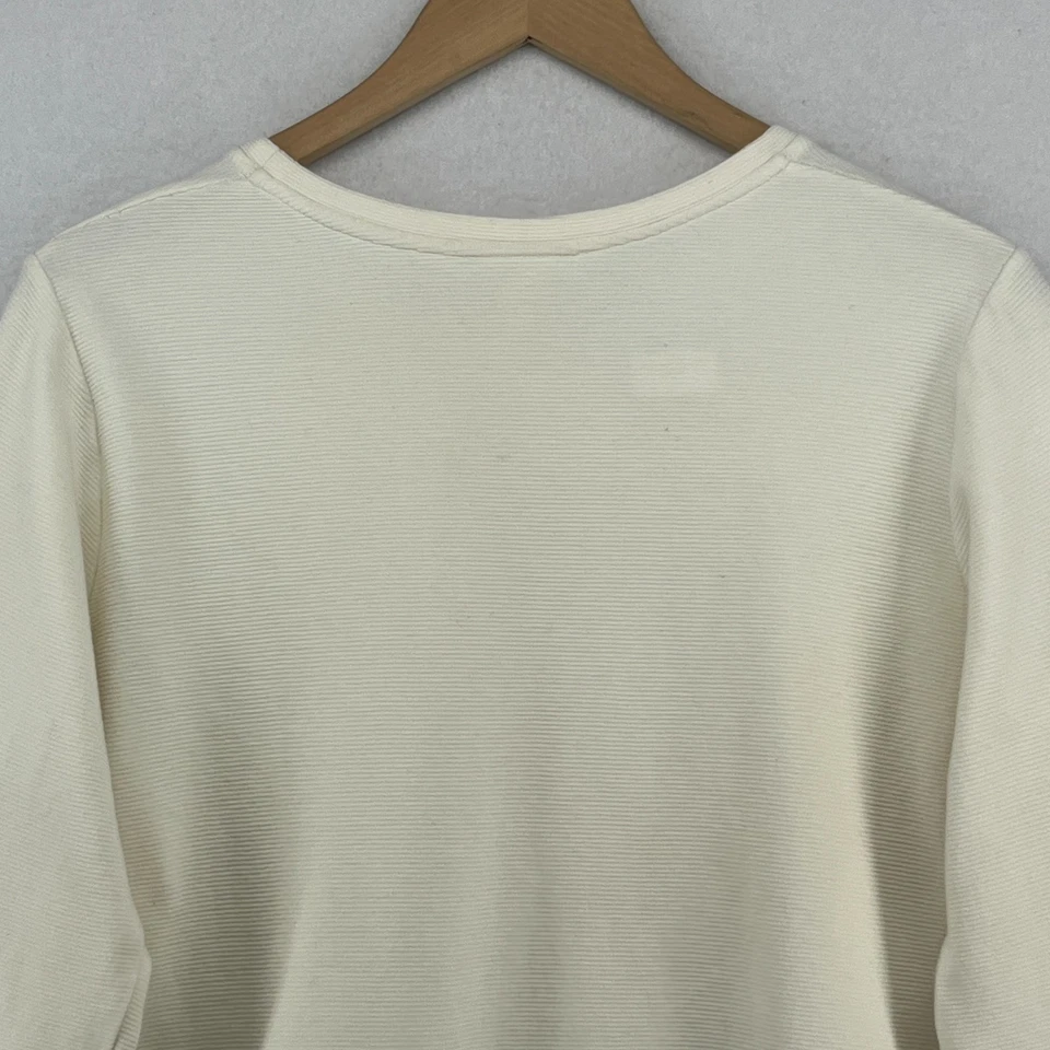 Suéter EILEEN FISHER M Mezcla de Algodón Orgánico Pullover Acanalado Off White EE. UU. Foto 4 de 4