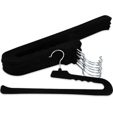 Velvet Pants Hangers - Pack Non Slip Open Ended Hanger with 360 Swivel 8 Black