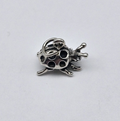 Vintage Sterlingsilber Marienkäfer gefleckter Käfer Insekt Charm Anhänger - 2,5 g