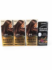4 Pc Hair Dye Shampoo Bundle 3 Black 1 Dark Brown 3-in-1 Color Clean...