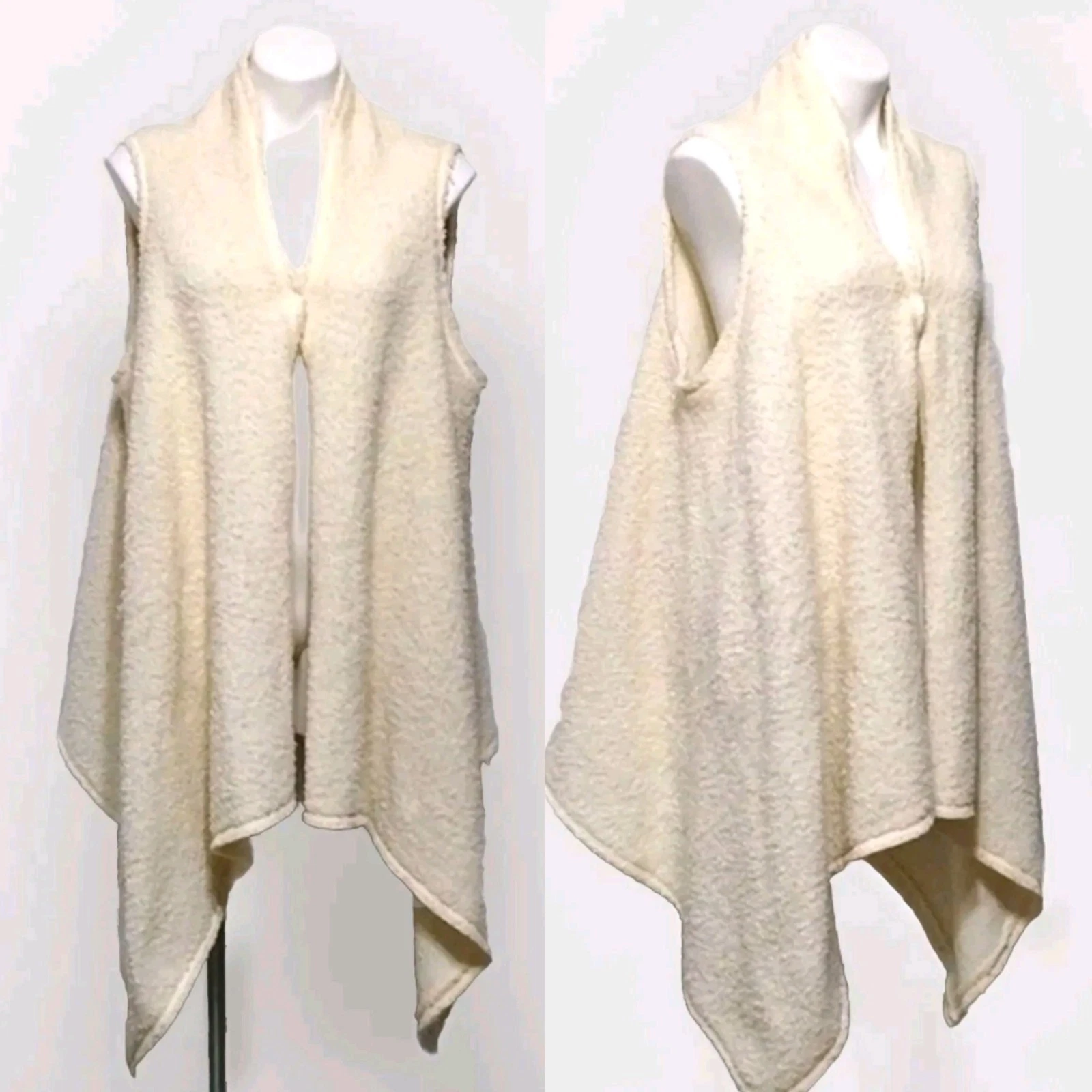 Zara NWT Sleeveless Wool Blend Open Front Poncho Wrap Duster Vest Small