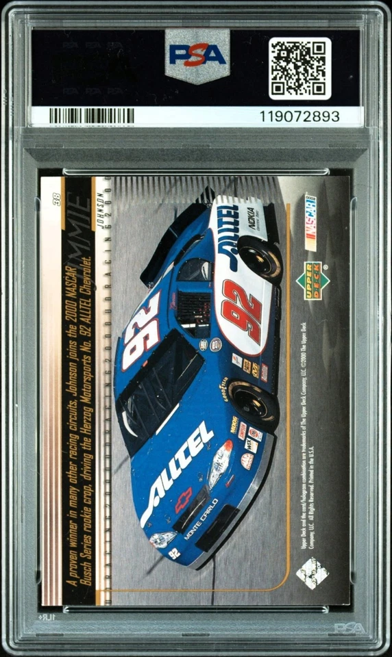 2000 Upper Deck Racing #38 Jimmie Johnson Rookie Card Auto PSA/DNA Gem Mint 10 - Image 4 of 4
