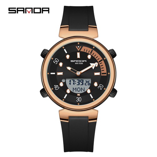 SANDA Luminous Calendar Waterproof Electronic Multifunctional Dual Display Watch - Picture 8 of 26