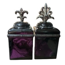 Set of 2 Tuscan Style Canisters Purple Black ...