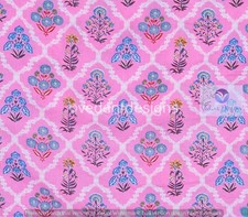 Hand Block print 100 Cotton Pink Fabric Running 5 Yard Indian