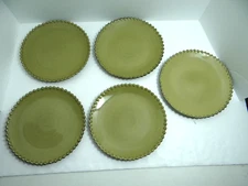 Grestel Green Beaded Edge Salad Plates Set of 5 Stoneware  GTL11 Portugal