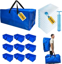 20 Pack Heavy Duty Extra Large Moving Bags with Backpack Straps & Large Vacuum S