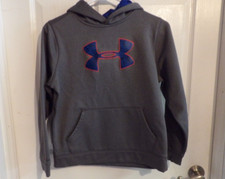 Boys Under Armour Loose Fit Hoodie Sweatshirt YLG Large Gray - 1080