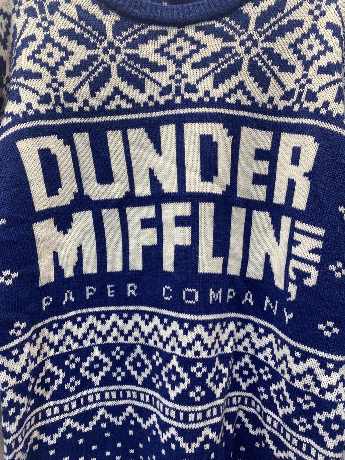 The Office Dunder Mifflin Dark Blue Ugly Christmas Sweater Medium