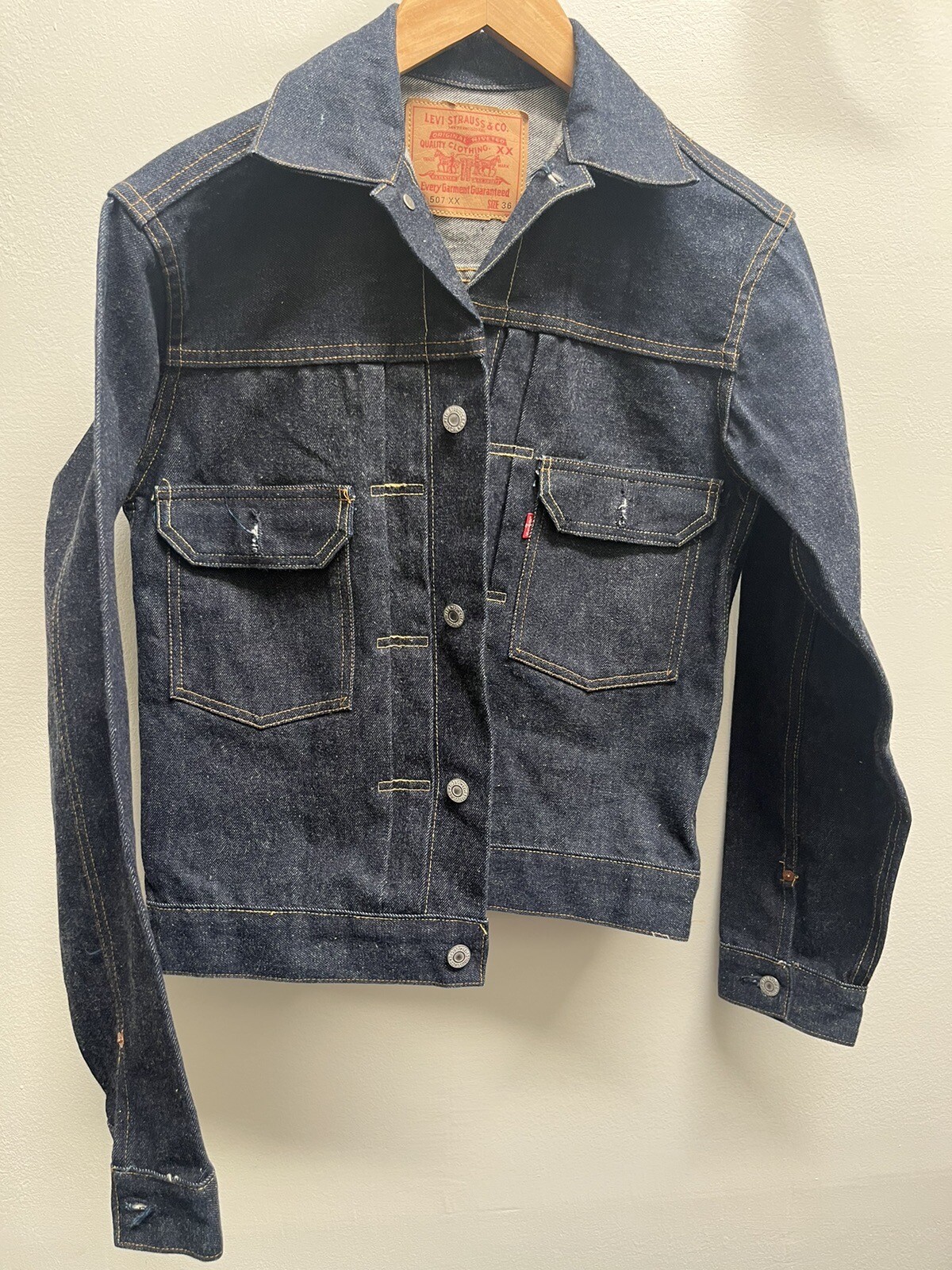 LEVI STRAUSS & CO. MEN'S JEAN Jacket buttoned, pockets with PATCH size 36 NEW image 2