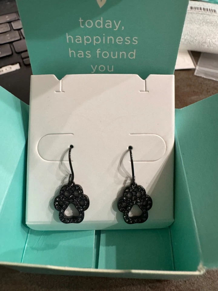 Origami Owl ER2128 Cristal Negro Pata de Perro Pendientes Colgantes Anzuelo Espalda  Foto 2 de 4