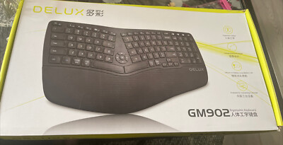 DELUX kabellose ergonomische wiederaufladbare Tastatur für Windows Mac PC. GM902