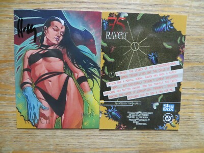 1995 DC VILLAINS RAVEN CARD SIGNED TONY HARRIS, WITH POA