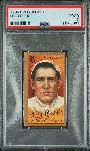 1911 Fred Beck T205 Gold Border - PSA 2 - Polar Bear - Freshly Graded