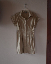 Love Tree Women's Khaki Short Sleeve Button Front Stretch Shirt Dress Size Med