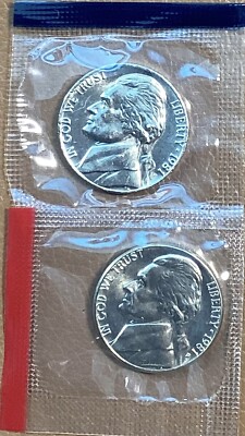 1981 P&D Jefferson Nickels Mint Set In Cello UNC BU Brilliant ...