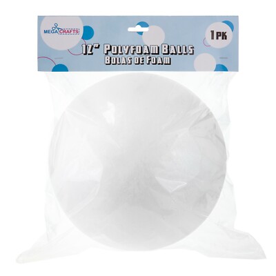 Mega Crafts 1 Pc Poly Craft Foam 12'' Inch Ball Polystyrene Ball, Art & Craft